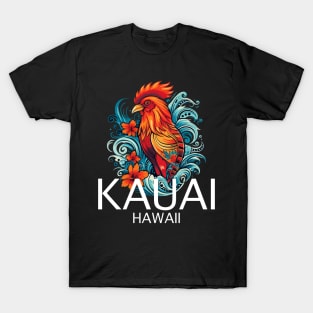 Kauai Hawaii - Rooster (with White Lettering) T-Shirt